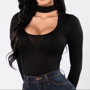 Fashion Nova Black Long Sleeve Bodysuit